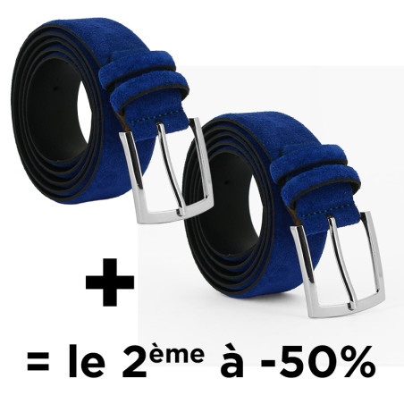 Ceinture cuir Alaska bleu roi