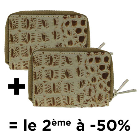 Porte monnaie cuir Clara croco marron
