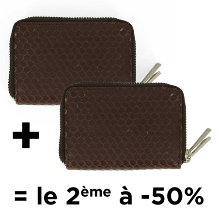 Porte monnaie cuir Clara taupe