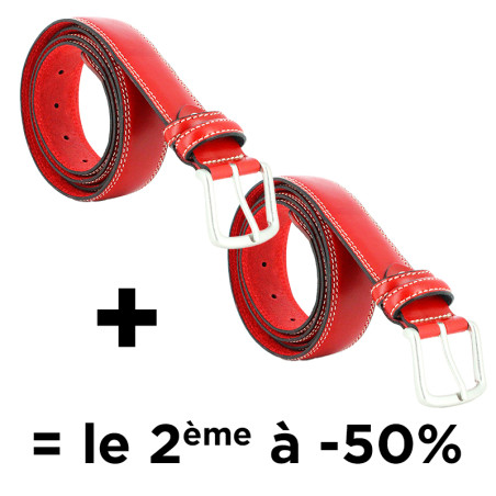 Ceinture cuir Fribourg rouge
