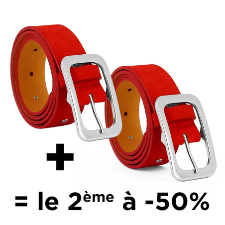 Ceinture cuir Lisbonne rouge