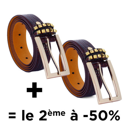 Ceinture cuir Québec bordeaux