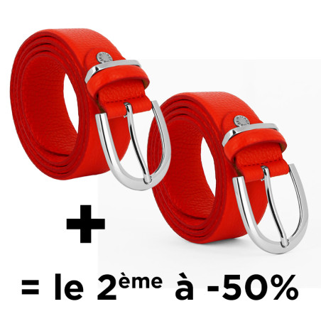 Ceinture cuir Ibiza rouge