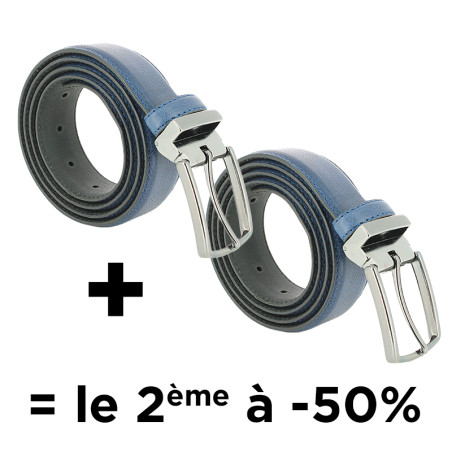 Ceinture cuir Kyoto bleu 